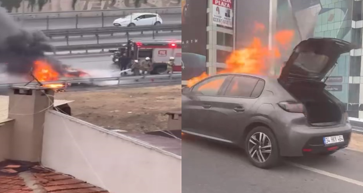 uskudarda seyir halindeki otomobil alev alev yandi pgEjTKqI